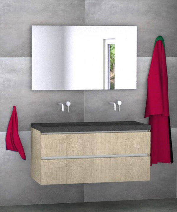 Badmeubel set Vision stone oak 120 cm met natuursteen blad