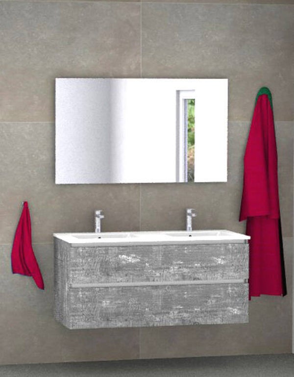 Badmeubel set Vision cemento 120 cm met dun kera blad