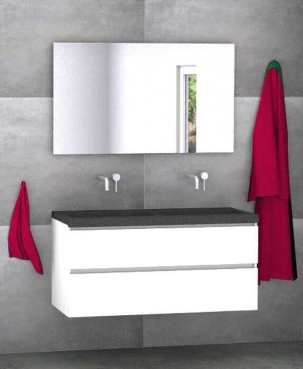 Badmeubel set Vision wit 120 cm met natuursteen blad