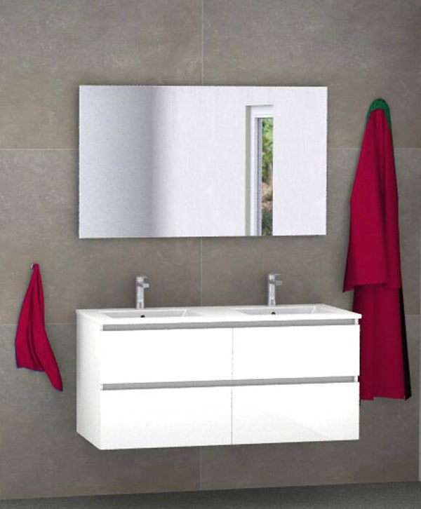 Badmeubel set Vision wit 120 cm met 4 laden en dun kera blad 