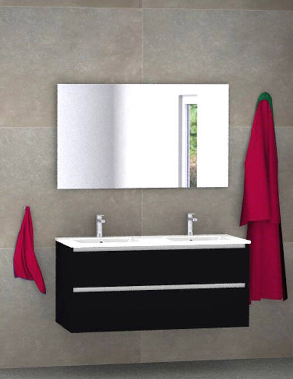 Badmeubel set Vision mat zwart 120 cm met dun kera blad
