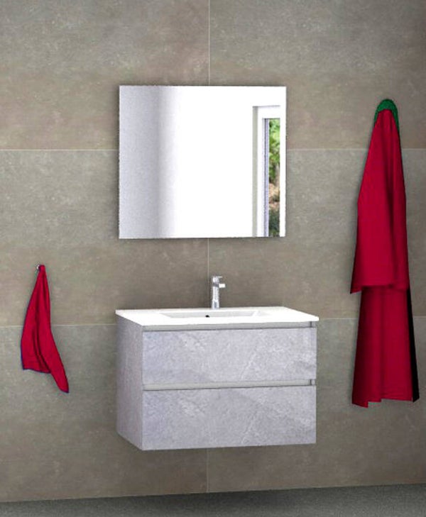 Badmeubel set Vision beton grijs 80 cm met dun kera blad