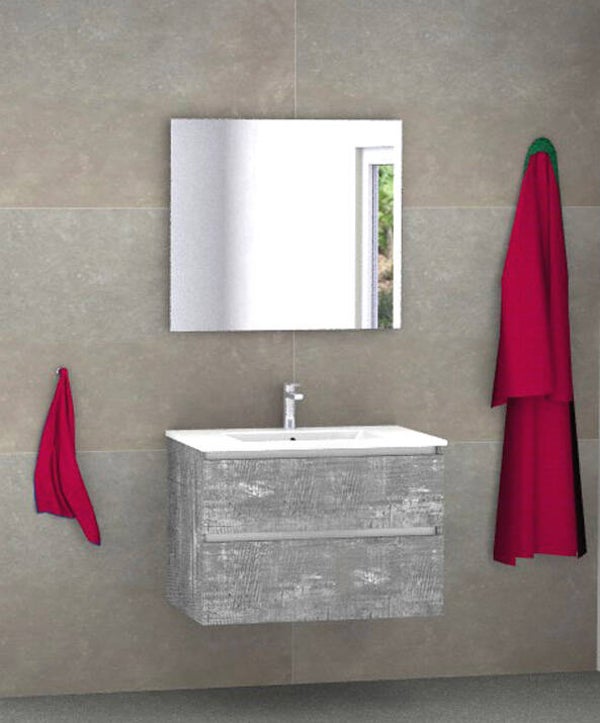 Badmeubel set Vision cemento 70 cm met dun kera blad