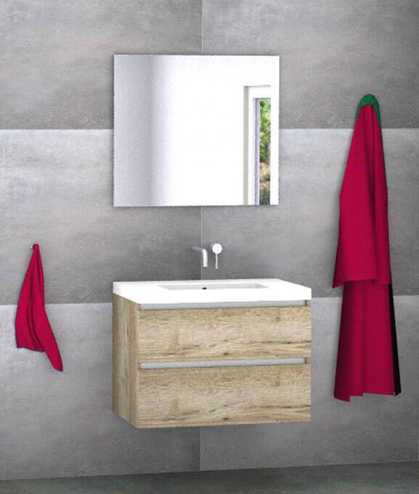 Badmeubel set Vision natuur eik 80 cm met kera jazz blad