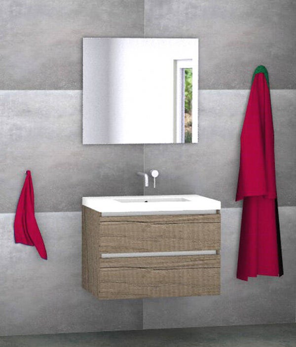 Badmeubel set Vision nebraska eik 80 cm met kera jazz blad