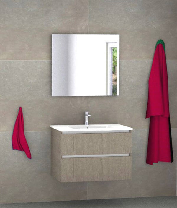 Badmeubel set Vision concrete oak 80 cm met dun kera blad