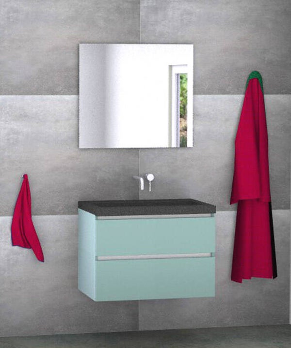 Badmeubel set Vision fjord groen 80 cm met natuursteen blad