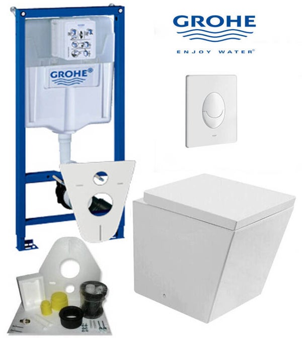 Toilet set Grohe met Bloque toilet 56 cm wit