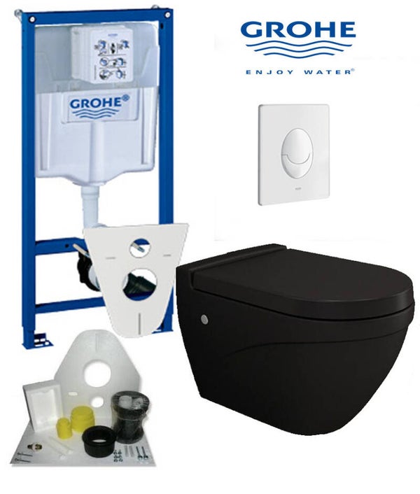 Toilet set Grohe met Taor toilet 54 mat zwart