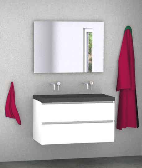 Badmeubel set Vision wit 100 cm met natuursteen blad