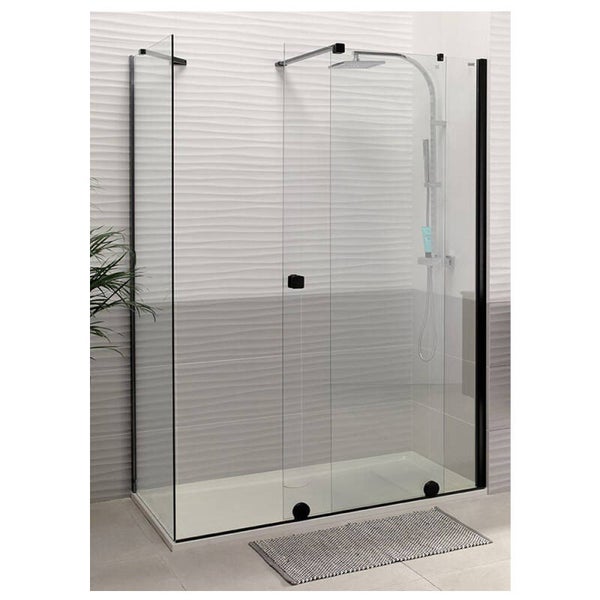 Douchecabine pure day schuifdeur 140-160 cm met zijwand in 4 maten black edition