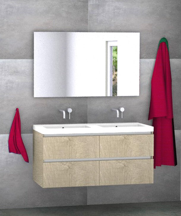 Badmeubel set Vision stone oak 120 cm met 4 laden en kera jazz blad