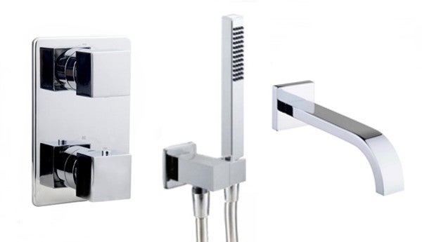 Inbouw badkraan set 1 vierkant chroom of rvs