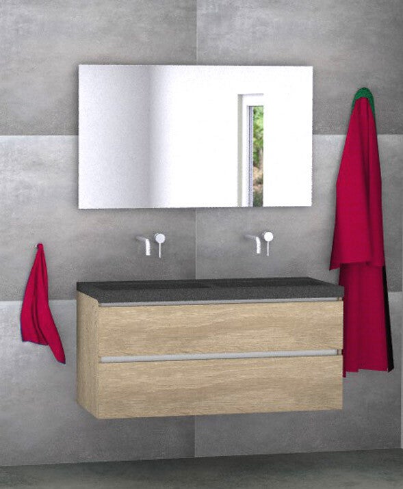 Badmeubel set Vision bardolino eik 120 cm met natuursteen blad