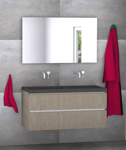 Badmeubel set Vision concrete oak 120 cm met natuursteen blad