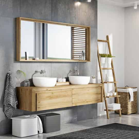 Badmeubel Vulcano Wood 100 cm massief hout