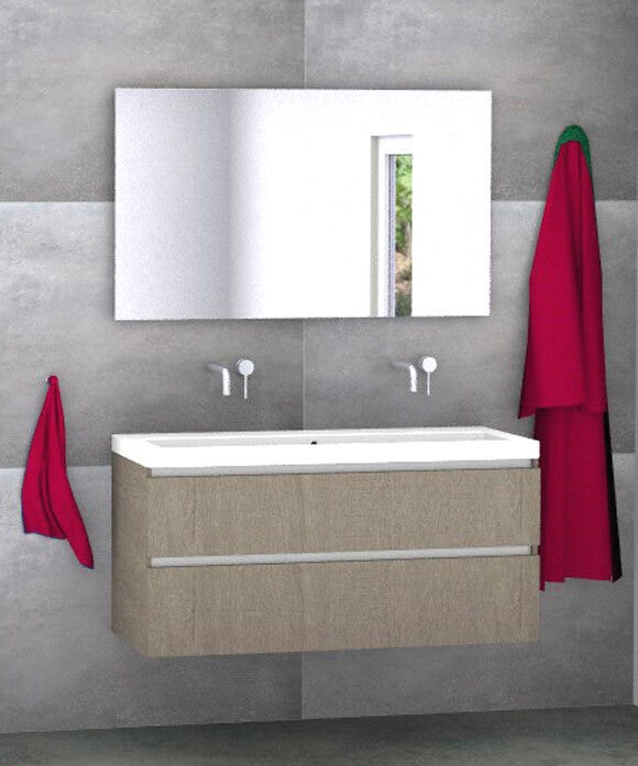 Badmeubel set Vision concrete oak 120 cm met kera jazz blad