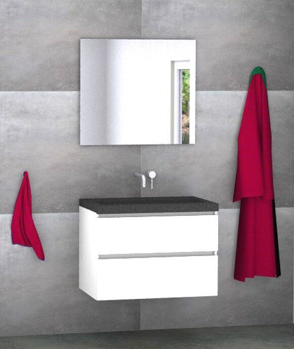 Badmeubel set Vision wit 80 cm met natuursteen blad