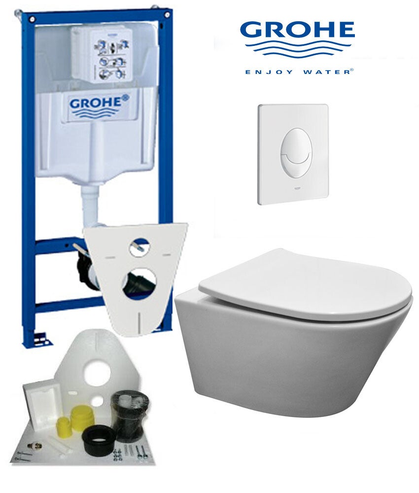 Toilet set Grohe met randloos toilet Wiesbaden 52 mat wit