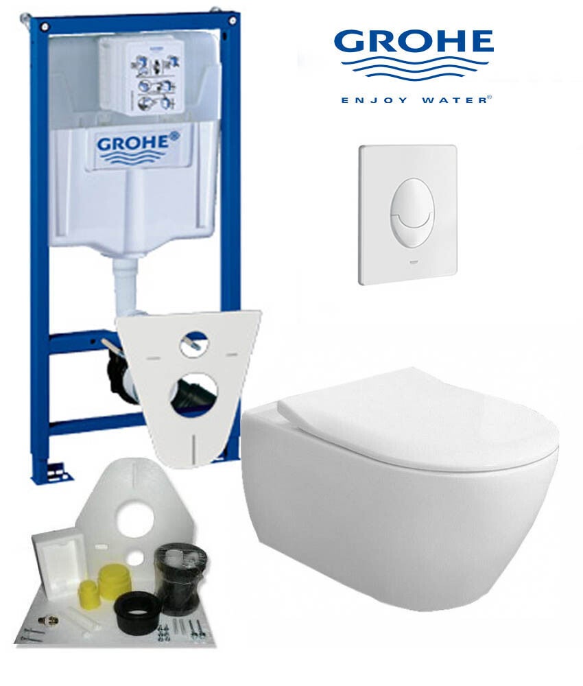 Toilet set Grohe met Subway randloos toilet 56 cm wit