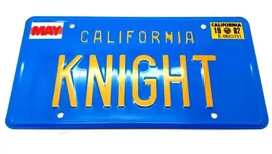 1982-92 PONTIAC FIREBIRD KNIGHT RIDER K2000 KITT "KNIGHT" GENAUES NUMMERNSCHILD + KENNZEICHENHALTER RAHMEN
