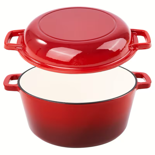 No import chargesLocal warehouse - Fastest delivery: 2 BUSINESS DAYS6QT 2-in-1 Cast Iron Dutch Oven Pot, Enameled Pots With Lid For Bread Baking, Cooking, Stewing, Heavy-Duty & Nonstick, Oven Safe Up To 500° F, Dual Handles, Works On All Stovetops  Brand: