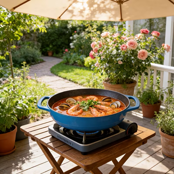 3.6 Quart Enameled Cast Iron Casserole with Lid – Dual Handles, Oven & Stovetop Safe, Desert Sage