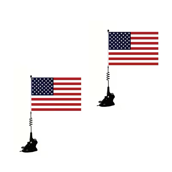 2pcs Car Flag Set – USA/Germany/Australia/UK/Canada with Suction Cup & Spring Pole