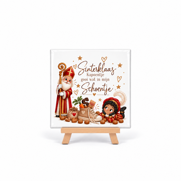 Tegeltje "Sinterklaas kapoentje " inclusief tegelhouder!