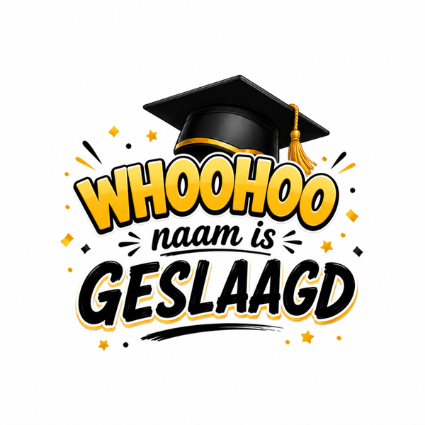 Tegeltje Geslaagd met naam nu tijdelijk met gratis houder!