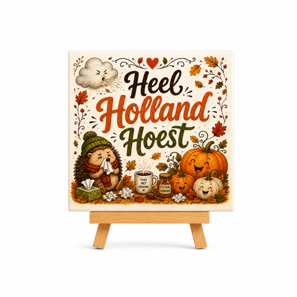 Tegeltje "Heel Holland Hoest " inclusief tegelhouder!