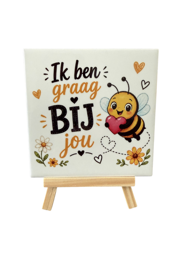 Tegeltje ik ben graag bij jou nu tijdelijk met gratis houder!