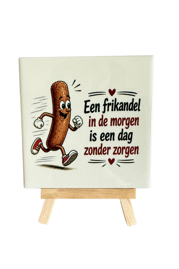 Tegeltje frikandel nu tijdelijk met gratis houder!