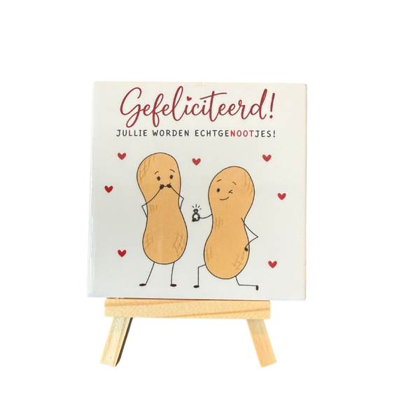 Tegeltje Gefeliciteerd echtgenootjes tijdelijk met gratis houder!