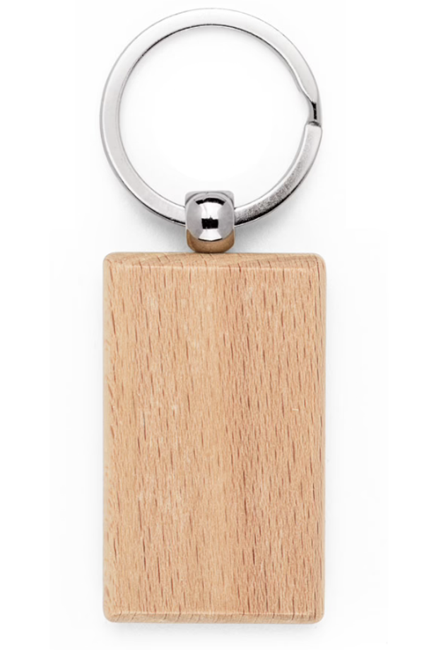 Houten sleutelhanger met eigen tekst/logo