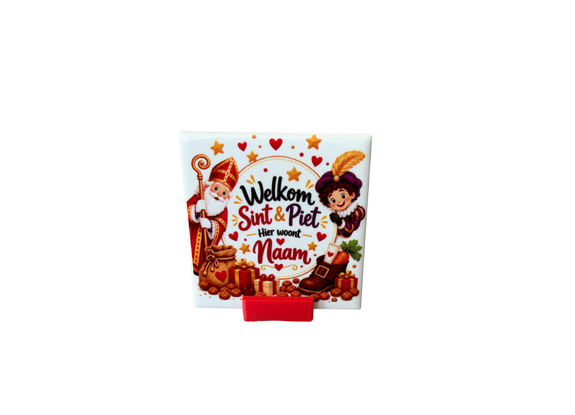 Tegeltje "Welkom sint & piet " inclusief tegelhouder!