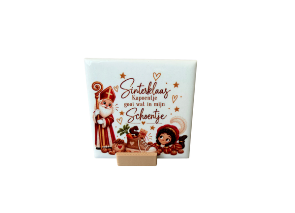 Tegeltje "Sinterklaas kapoentje " inclusief tegelhouder!