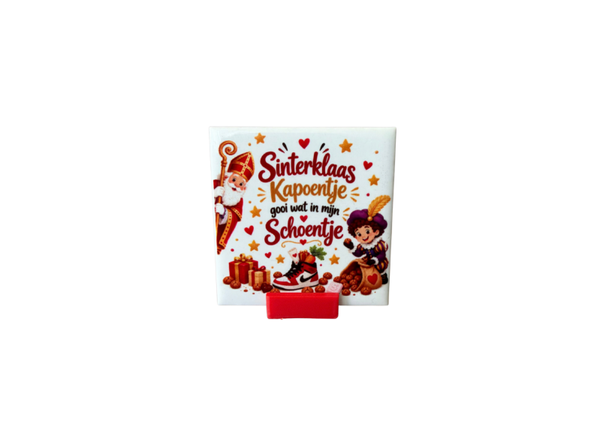 Tegeltje "Sinterklaas kapoentje gooi wat in mijn schoentje " inclusief tegelhouder!