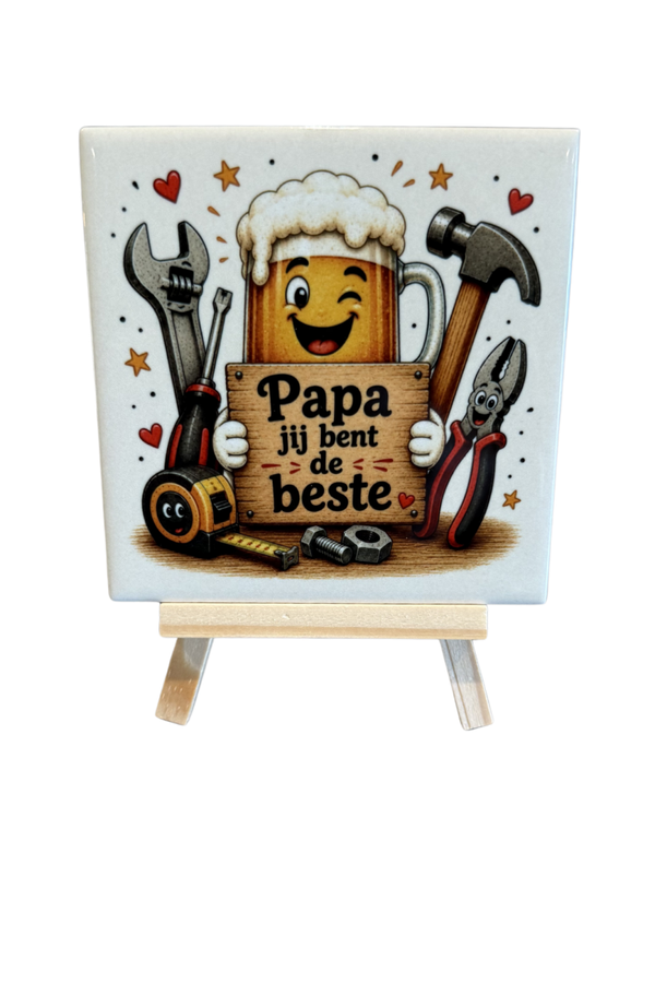 Tegeltje papa jij bent de beste nu tijdelijk met gratis houder!