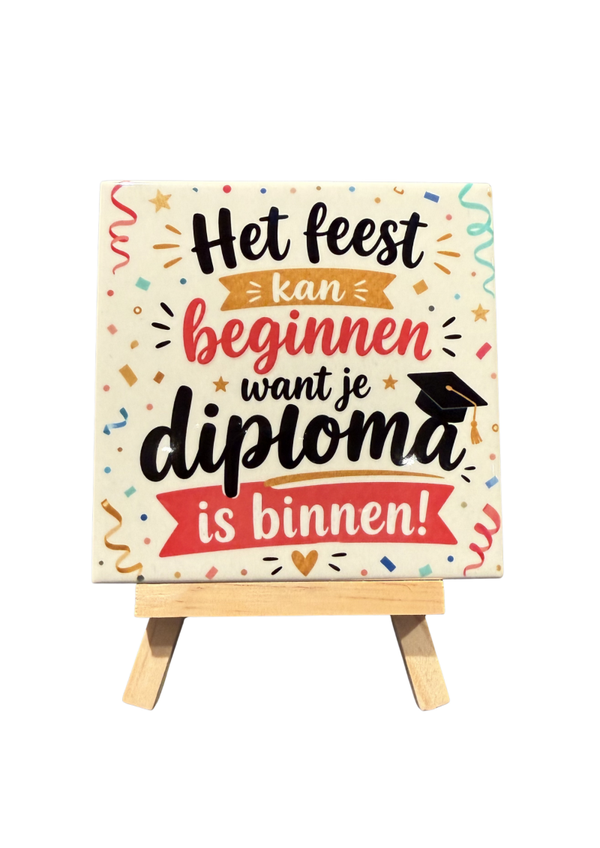 Tegeltje Geslaagd nu tijdelijk met gratis houder!