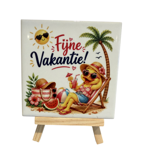Tegeltje Fijne Vakantie! tijdelijk met gratis houder!