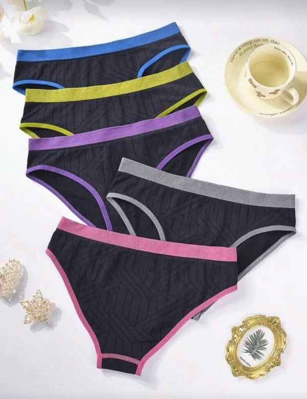 Women's Simple Contrast Color Stitching Design Soft And Comfortable Stretch Briefs