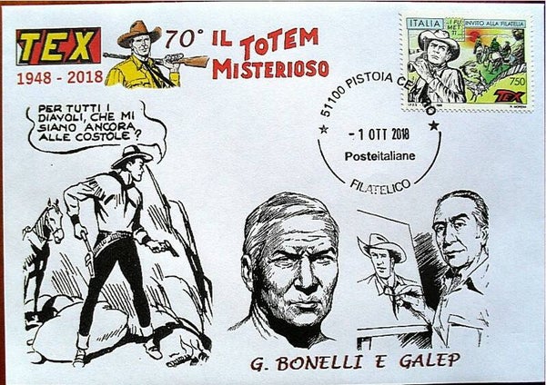 0121 Arts Cartoons Comics BD 2018 Italy Tex FDC 1