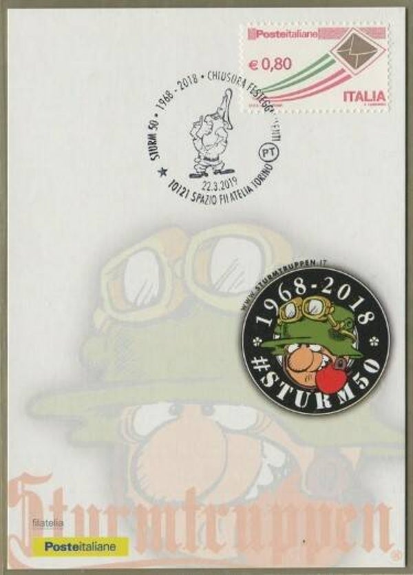 0121 Arts Cartoons Comics BD 2019 Italy Sturmtruppen folder with postmark