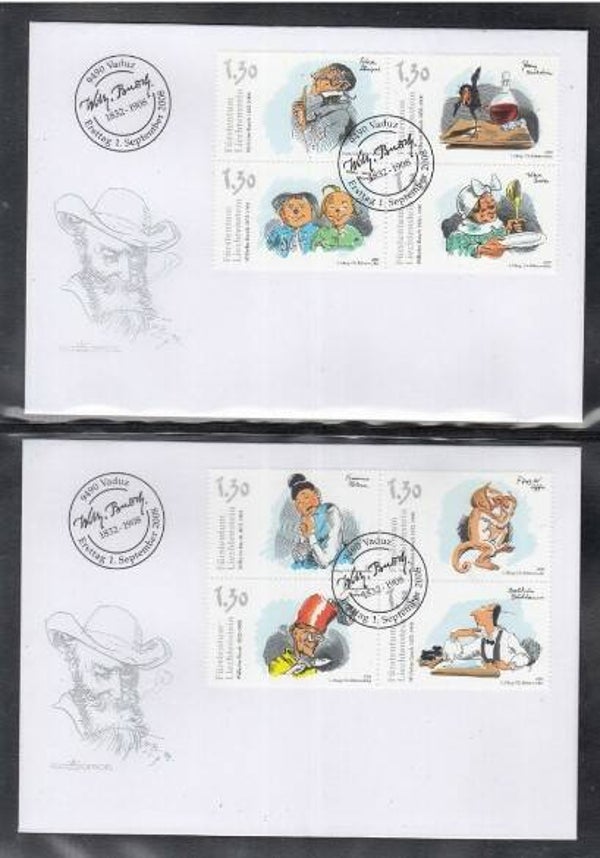 Arts Cartoons Comics BD Max & Moritz by Wilhelm Busch 2008 Liechtenstein FDCs