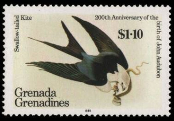 2101 Birds 1985 Grenada & Grenadines Birds of Prey (Elanoides forficatus) Swallow-tailed Kite serie