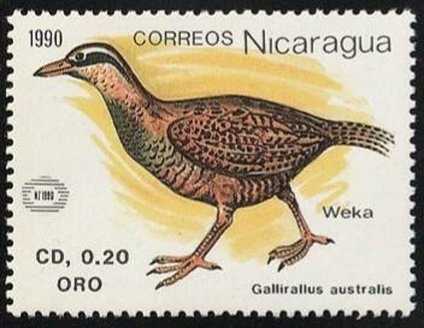 2101 Birds 1990 Nicaragua (Gallirallus australis) Weka stamp