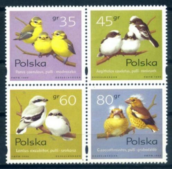 2101 Birds 1997 Poland block of 4