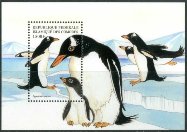 Birds 1999 Comoros Penguins (Pygoscelis papua) Gentoo Penguin block