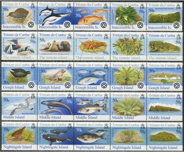 2101 Birds 2005 Tristan da Cunha 5 strips of 5
